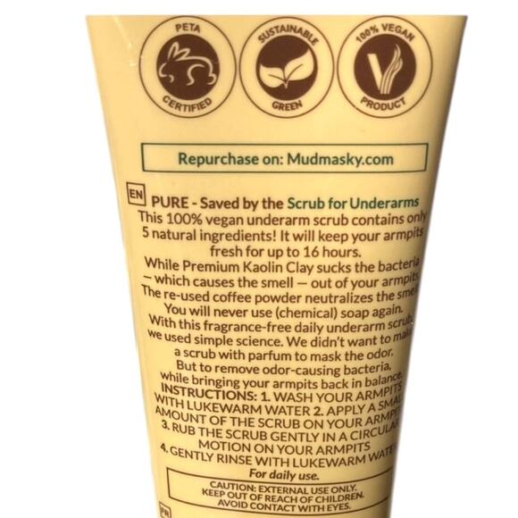 Pure MudMasky Saved By The Scrub For Underarms Sensitive Armpits 75ml New/Sealed - Picture 3 of 5